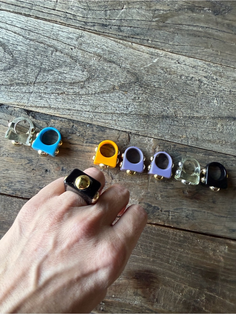 Lot of resin rings - size 7.
